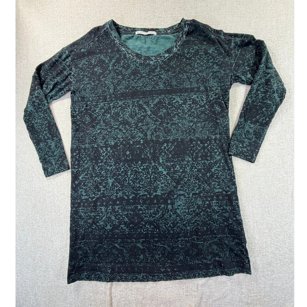Peruvian Connection Women's Medium Black Green Lightweight Pullover Tunic Top